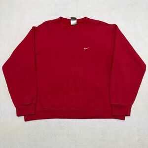 Vintage Nike Crewneck Sweatshirt Mens XL Red 2000s Y2K Silver Tag Mini Swoosh